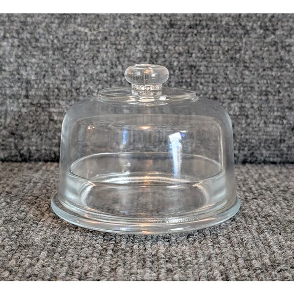 Unbranded Other - Vintage Clear Glass Small Cheese/Pate Serving Dish With Dome Cloche Lid